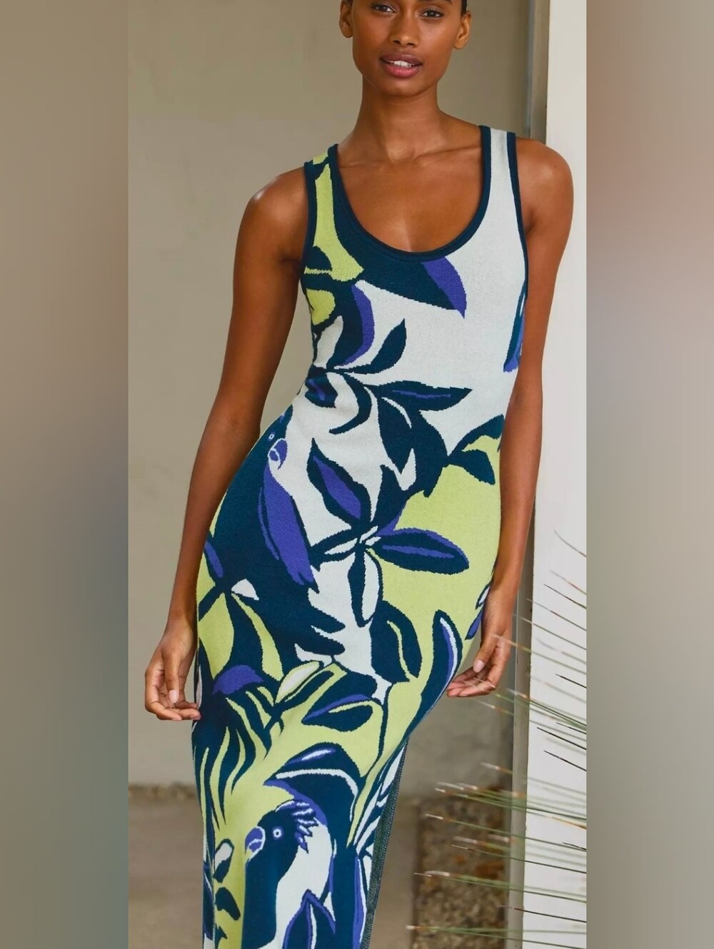 Anthropologie Celandine Tropical Sweater Dress